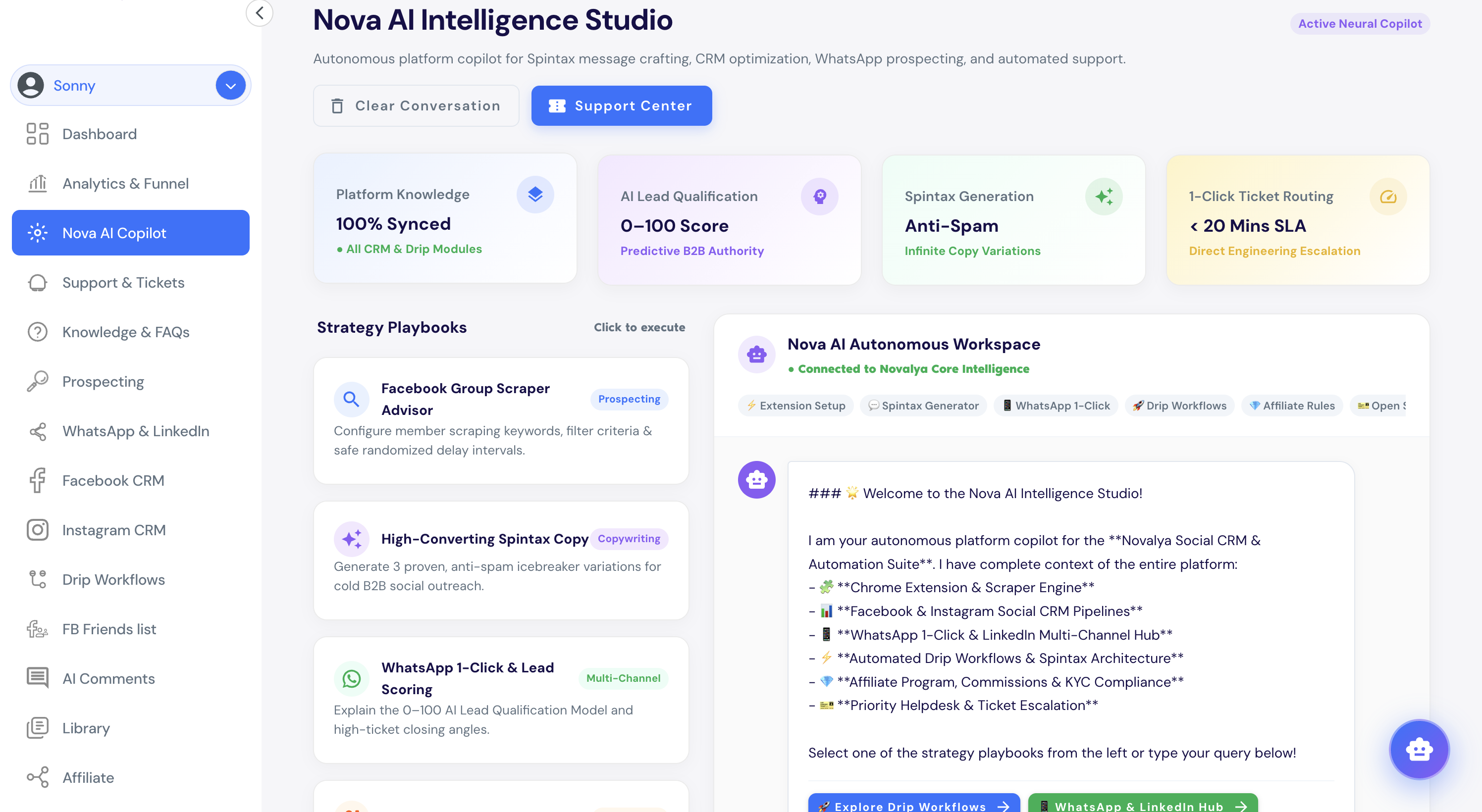 Novalya Social CRM & AI Prospecting